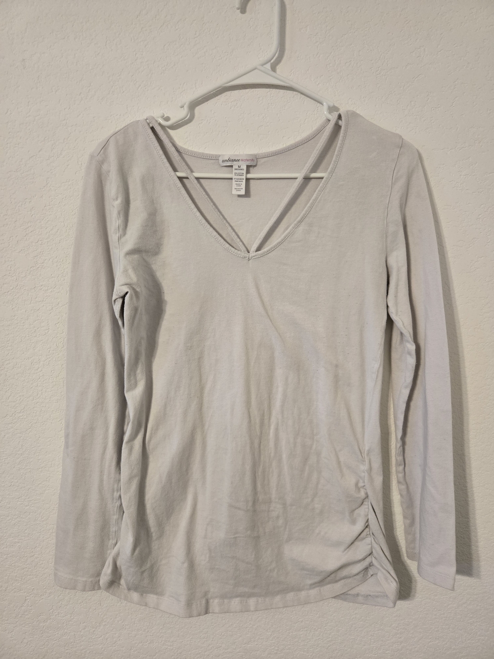 White V-Neck Long Sleeve Maternity top